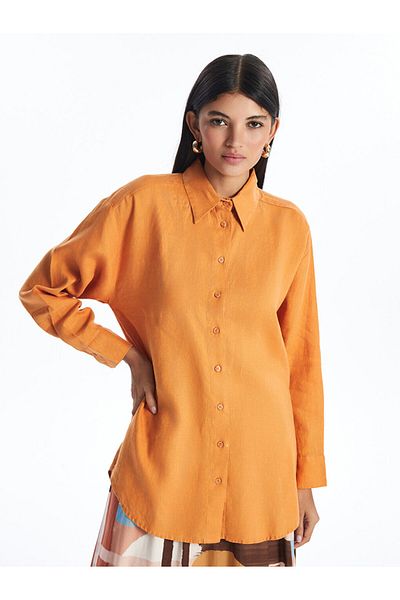 LC Waikiki Damen Leinen Uni Hemd Tunika