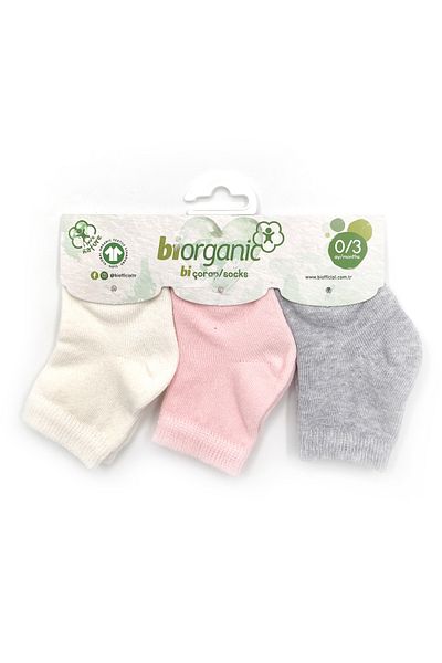 Biorganic Patterned Basic 3-Pack Baby Socks 68344