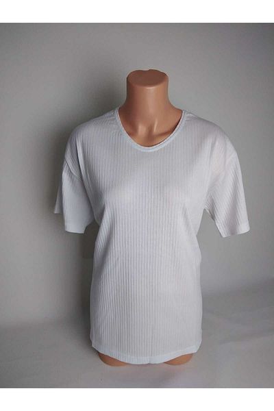 YAŞAR TRİKO Tricou alb cu decolteu în V, 100% bumbac, pentru femei - Bluză din bumbac pieptănat cu mâneci scurte