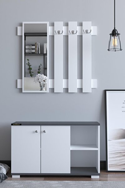 birnur pazar Sultan Aynalı Vestiyer Ayakkabılık Portmanto Ve Duvar Askısı - A...