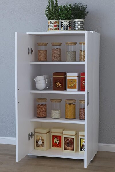 birnur pazar 110 Cm 2 Kapaklı Çok Amaçlı Mutfak Dolabı Kiler Erzak Dolabı Elb...