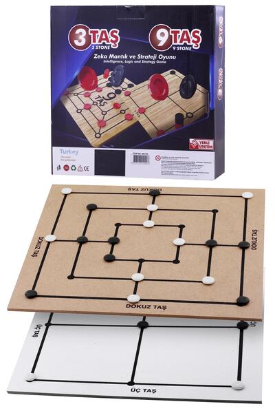 Telvesse 3 Taş + 9 Taş Oyunu Akıl Zeka Strateji Hafıza Mantık Beceri Zeka Oyu...