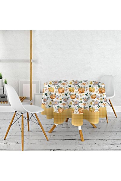 WENESSİ Pumpkin Printed Carefree Fabric Tablecloth