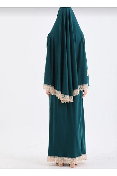 dua' is Lace Two Pieces Prayer Dress Emerald Green