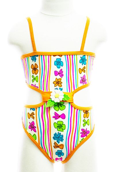 Sude White Patterned Ayl Girl's Swimsuit - 69