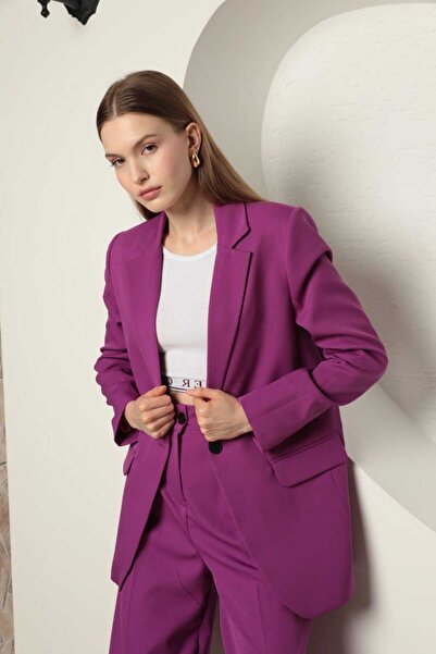 Butik İçi Astarlı Oversize Beden Blazer Ceket