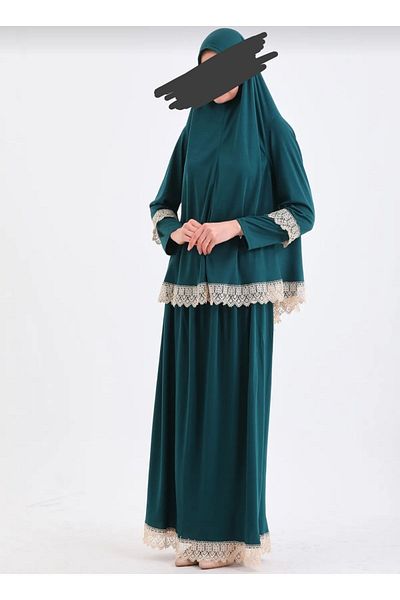 dua' is Lace Two Pieces Prayer Dress Emerald Green
