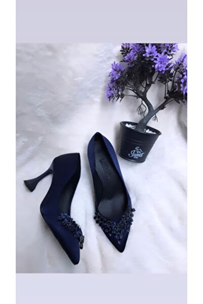 LADİESHOE كعب ستيليتو أزرق داكن