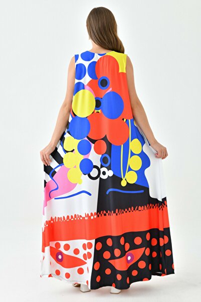 lovebox Digital Printed Oversize Maxi Dress - Pocket Detailed, Sleeveless 10082