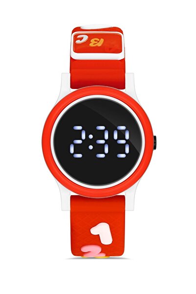 Polo55 Kırmızı Renkli Figürlü Kordon Dijital Çocuk Kol Saati