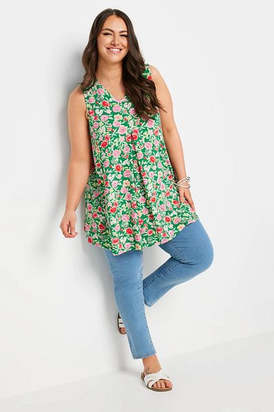 Stil Diva Μπλούζα με μοτίβο σε λαιμόκοψη Lycra Plus Size - Zero Sleeve321779