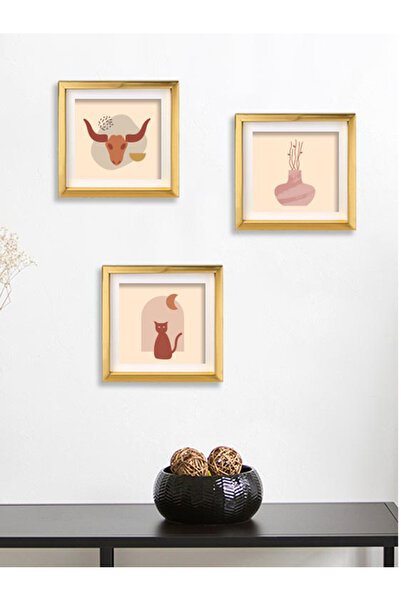Yapışkanlı Sök Tak Renkli Kare Çerçeveler 3'lü Paket Baskı Dahil (21x21cm)