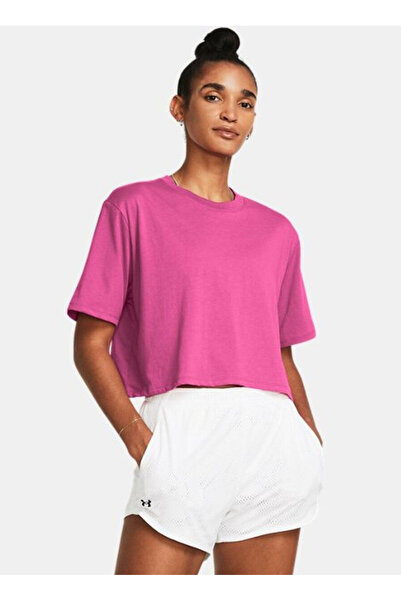 Under Armour 1383644-686 Campus Boxy Crop SS Pembe Kadın Bisiklet Yaka Oversi...
