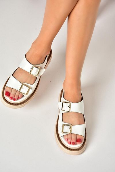 Fox Shoes S437302209 White Thick Sole Sandals - Women
