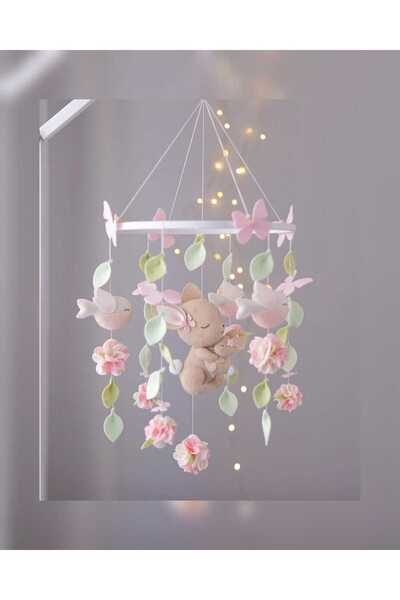 FN (MÜZİKLİ)  El Yapımı Keçe Bebek Dönencesi Beşik Yanı Süsü Bebek Odası Deko...