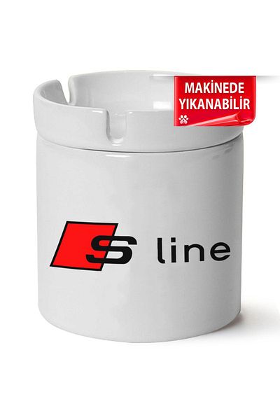 Çakilap Audi Sline Porcelain Horse-Fight Ashtray - Logo Printed (Kl-Otmbl-Audi)