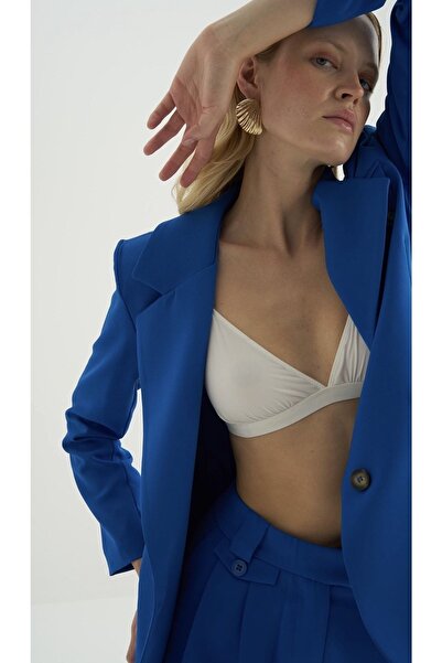 Seda bakır collection Kadın Elegance Premium Edition Blazer Ceket Saks Mavisi