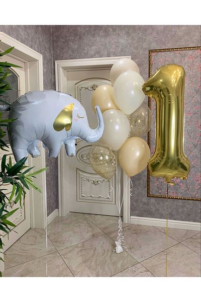Partifabrik White Cute Elephant Themed Balloon Set