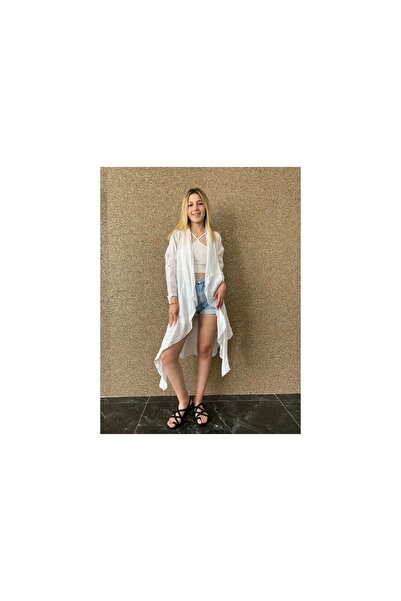 Bohemian Organic Linen Fabric Asymmetrical Kimono