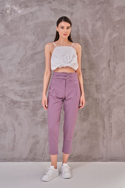 SHUGAA WOMEN'S HIGH WAIST FABRIC PANTS