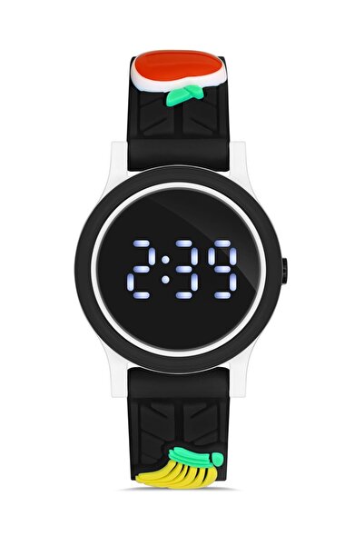 Polo55 Siyah Renkli Figürlü Kordon Dijital Çocuk Kol Saati