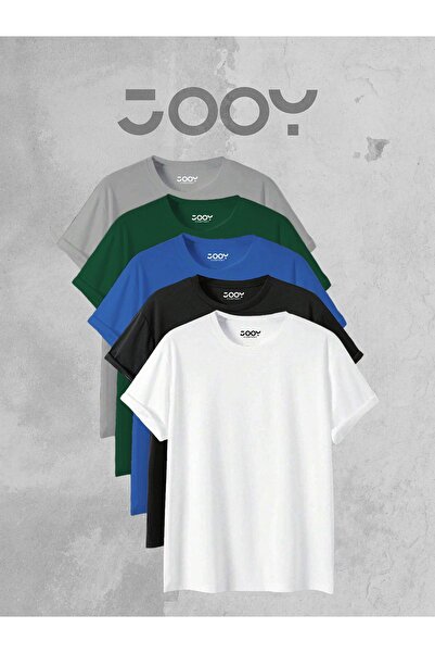 Jooy Company Decolteu Crew Comfortable Fit Oversize Basic Pachet de 5 tricouri