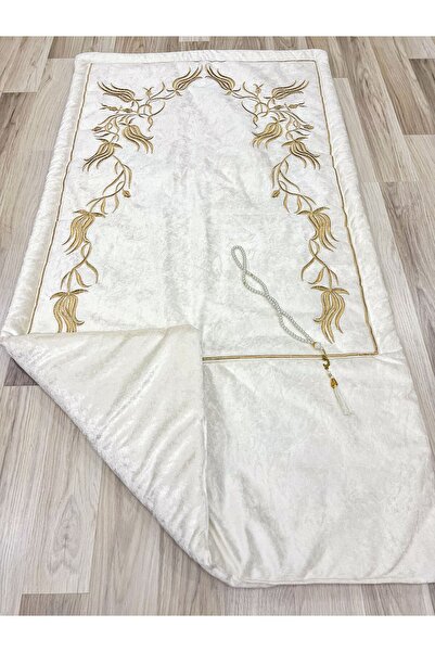 AYHANHOME Glazed Processing Prayer Rug with Rosary Bridal Groom Bundle Gift Dowry Holder