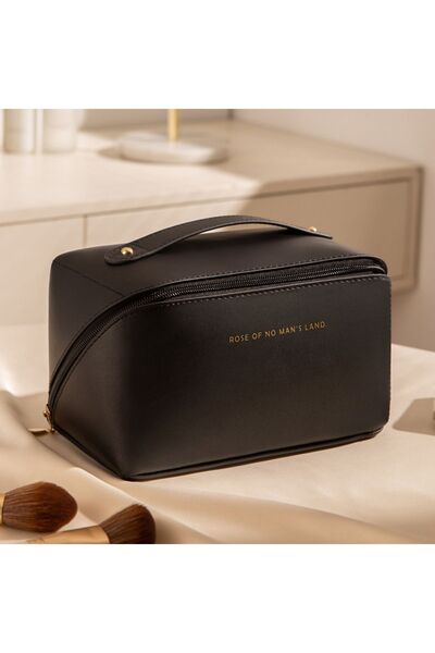 DEKOHOP Seyahat Kozmetik Taşıma Çantası Su Geçirmez Deri Makyaj Malzeme Düzenleyici Çanta