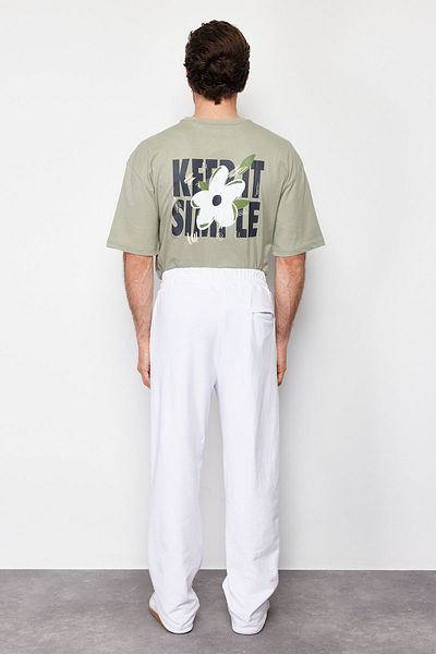 Trendyol Collection Υπερμεγέθη λευκό φαρδύ παντελόνι - TMNSS24EA00009