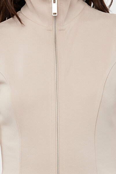 Trendyol Collection Norkový stojáček Pletená halenka se stojáčkem na zip Vypasovaná/flexibilní přiléhavá na tělo TWOSS24BZ00070