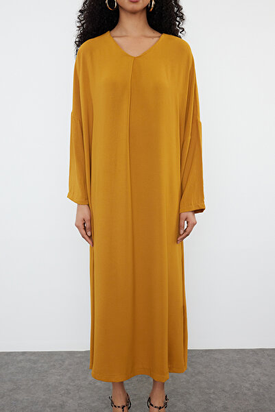 Trendyol Modest Φόρεμα Aerobin Woven Mustard - TCTSS24EB00253