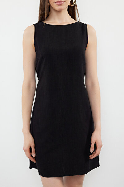 Trendyol Collection Black Belted Straight Cut Mini Woven Dress TWOSS24EL00938