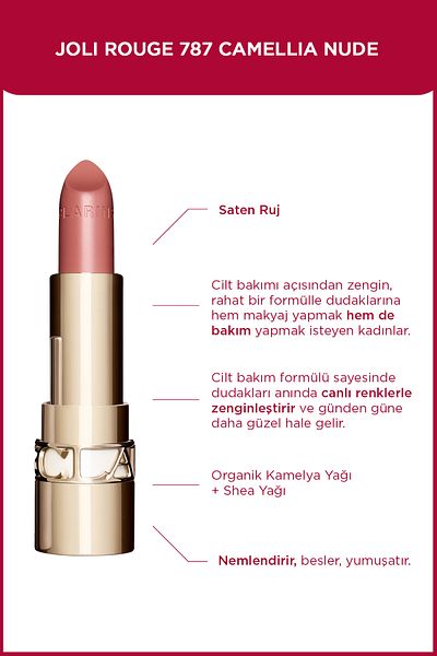 Clarins Jolı Rouge 787 - Camellia Nude with Slide Decoration Red