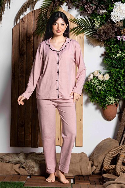 CALİA Long Sleeve Women's Pajama Set - Front Buttoned