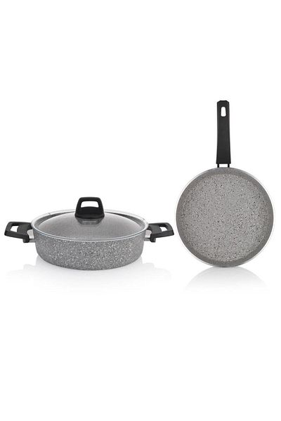 Schafer Flattened Pot 26Cm+26Cm Set with Vehicle+Gray