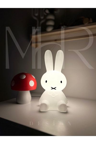 MHRDESİNG MIFFY BUNNY - مصباح ليلي RGB مقاس 30 سم مزود بمقبس وجهاز تحكم عن بعد