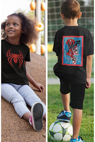 Fuddy Moda تي شيرت للأطفال للجنسين بطبعة ظهر عنكبوت، تي شيرت للأطفال بطبعة سب...