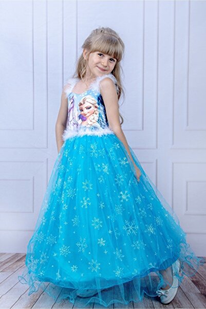 MiniBal Μακρύ φόρεμα για κορίτσια με τροχαλία Elsa