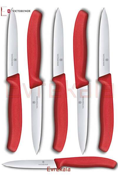 Victorinox Evrekala Shop 6'lı Büyük Bıçak Seti Düz 11 Cm Red Series Soyma Bıçakları -Yetkili Evrekala Shop-Yeni