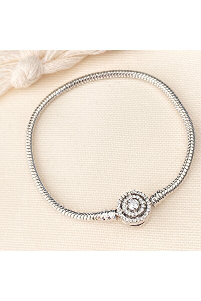 Kyver سوار ساحر من الزركون سوليتير موديل سوار نسائي فضي 18 سم