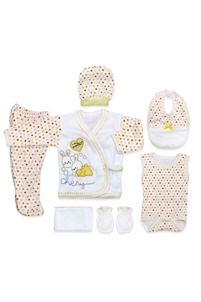 Bombinoo Baby 7-Piece Hospital Release Newborn Bodysuit Set Yellow Rabbit