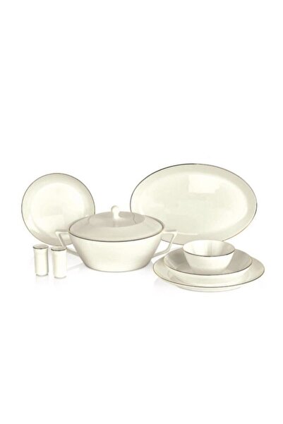 KORKMAZ Lines Collection 58 Parça Gold Yuvarlak Yemek Takımı A8263