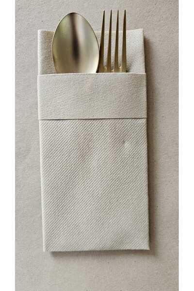 AS7 KAĞITÇILIK 40x40 Kumaş Dokulu Kraft Cepli Peçete 50'li