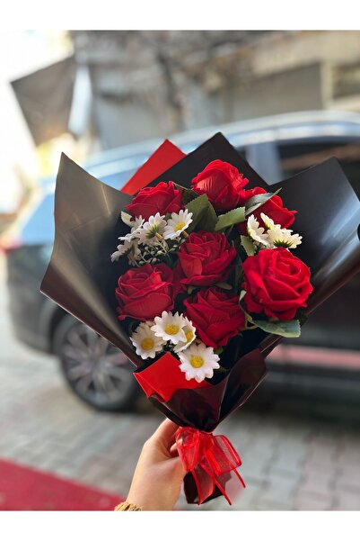 Pika Kırmızı Gül Buketi - 14 Şubat - Yapay Çiçek - Anne Çiçeği - Anneler Günü...