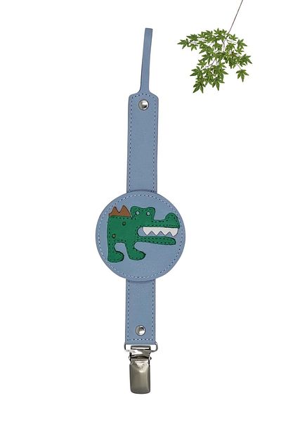 MODAPATİK Genuine Leather Pacifier Strap Blue Crocodile