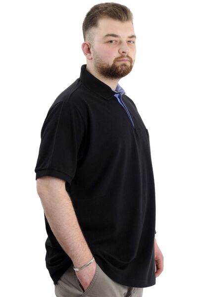 ModeXL Mode Xl Oversize Ανδρικό μπλουζάκι Polo Neck Pocket Classic Pike 20552 Μαύρο