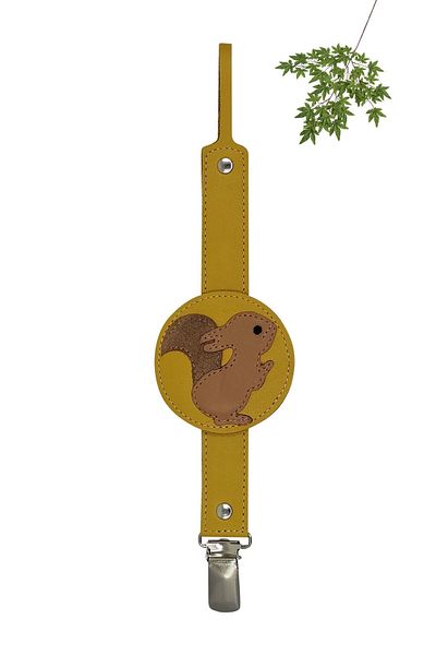 MODAPATİK Genuine Leather Pacifier Strap Yellow Squirrel