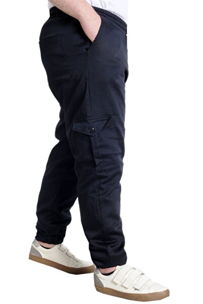 ModeXL Mode Xl Erkek Pantolon Keten Kargo Cep Jogger Bahar 23912 Lacivert