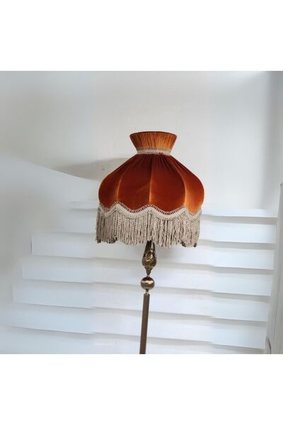 ROSA BIANCA CASA Klasik Lambader BRONZ Ayak KİREMİT TURUNCU Şapka 170cm.