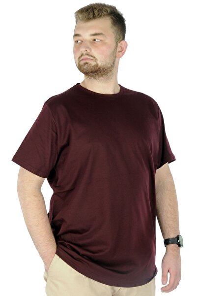 ModeXL Ανδρικό μπλουζάκι Mode Xl Plus Size Crew Neck Basic 20031 Claret Red